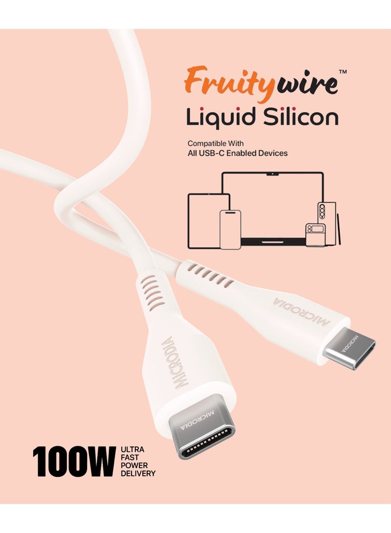 MICRODIA 【Microdia】 Fruitywire PD100W USB-C to USB-C Charge & Sync Cable, Liquid Silicon, 2.6m - Soft Touch & Tangle-Free - Image 4